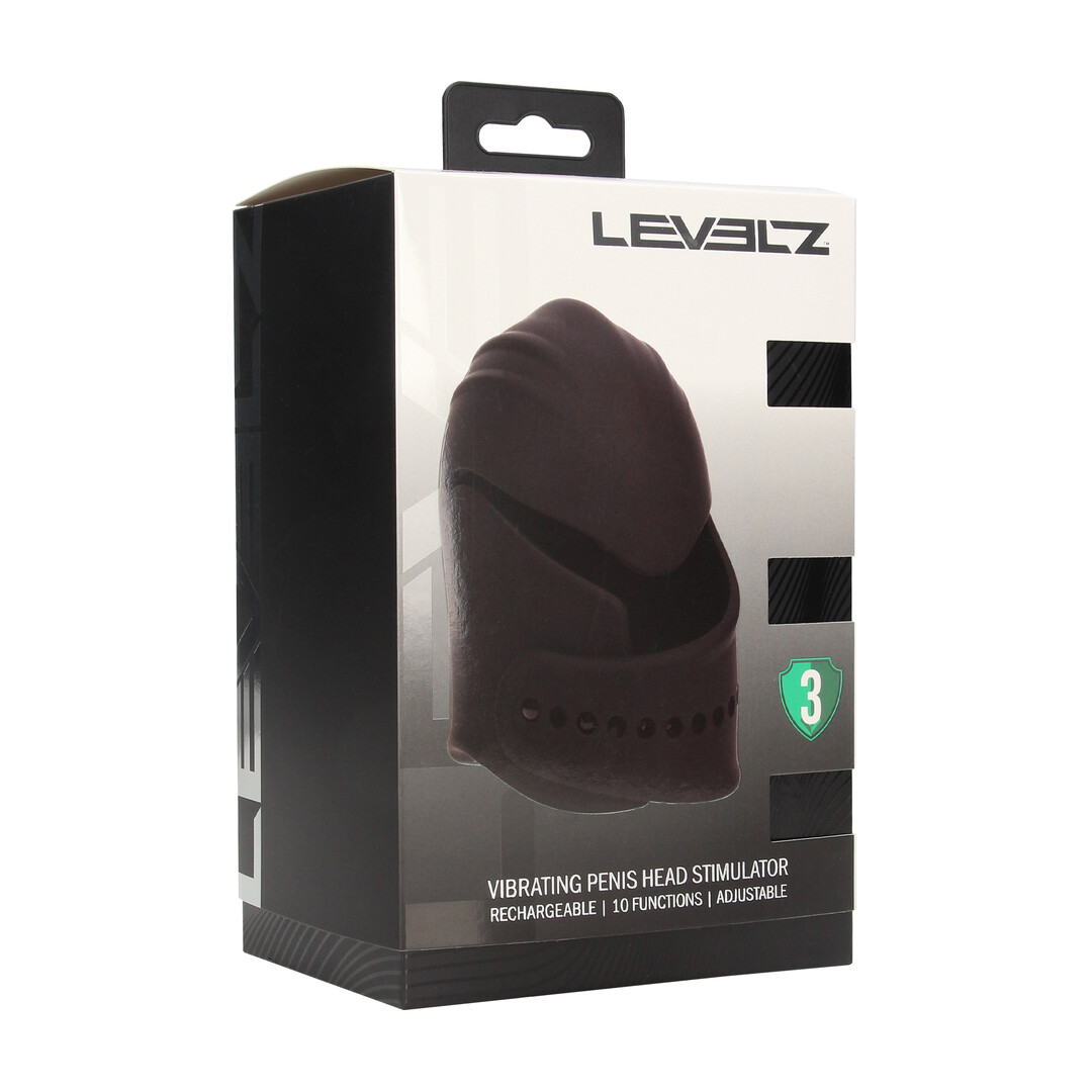 Levelz by shots Verstelbare Vibrerende Siliconen Penis Hoofd Stimulator - Zwart (8714273067579)