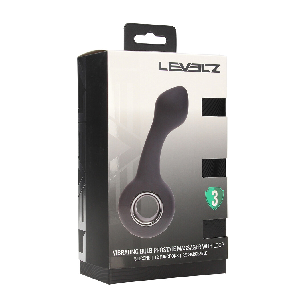 Levelz by shots Vibrerende Bulb Silicone Prostaat Massager met Lus - Zwart (8714273067371)