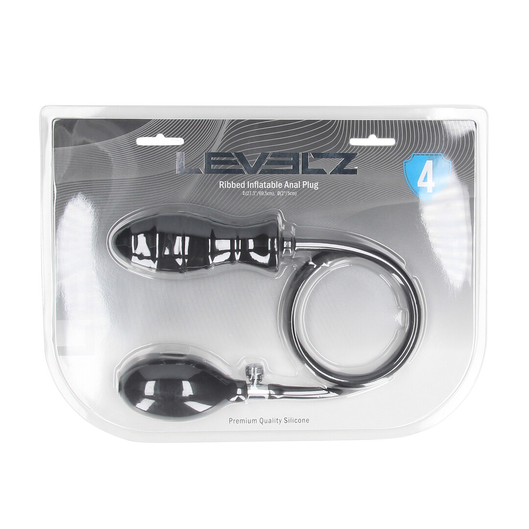 Levelz by shots Geribbelde Opblaasbare Siliconen Anale Plug - Zwart (8714273068309)