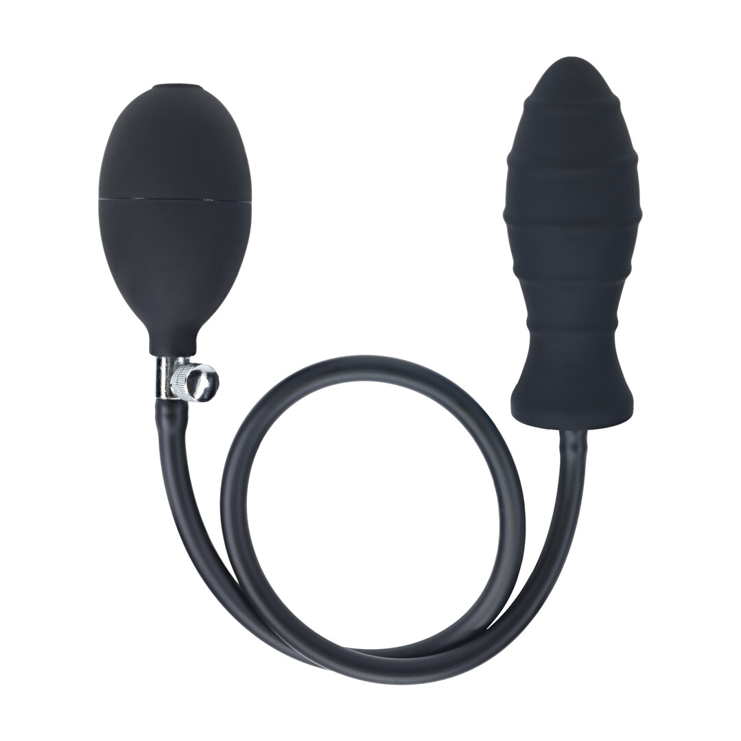 Levelz by shots Geribbelde Opblaasbare Siliconen Anale Plug - Zwart (8714273068309)