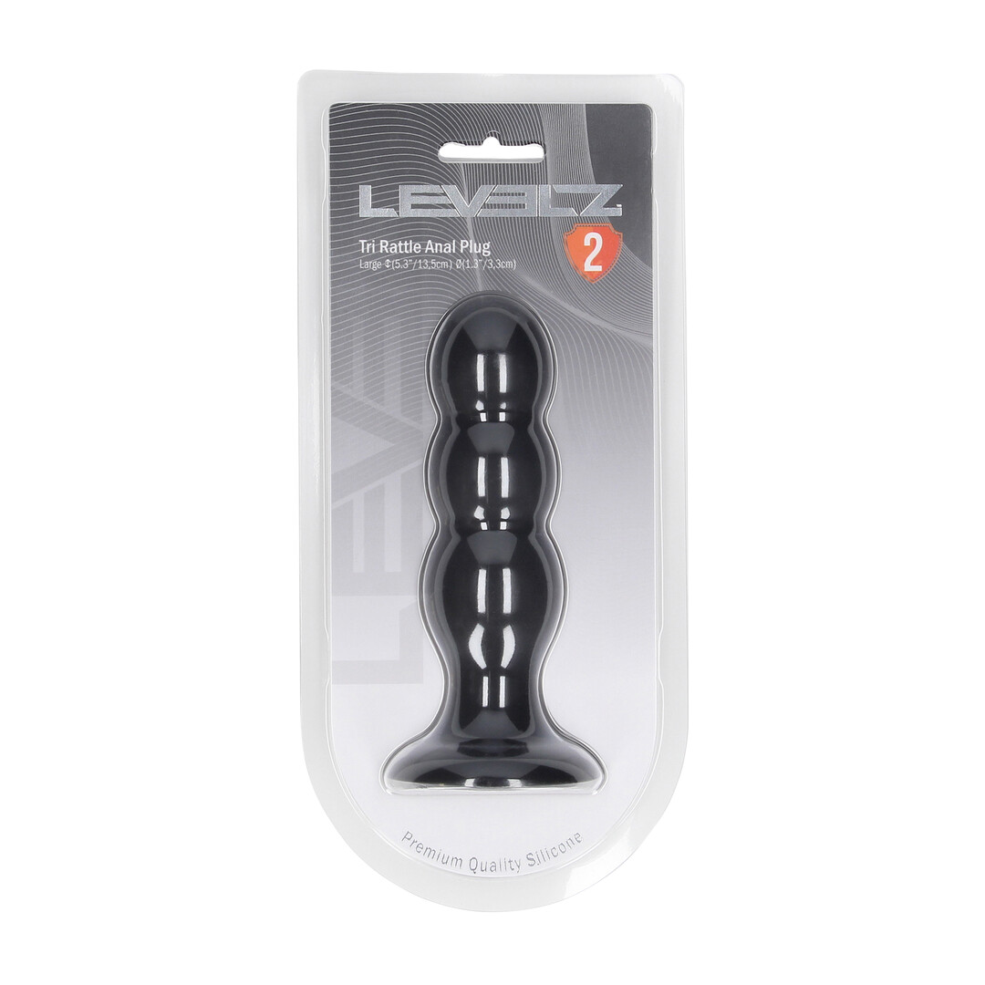 Levelz by shots Tri Rattle Liquid Silicone Anale Plug - L - Zwart (8714273065407)