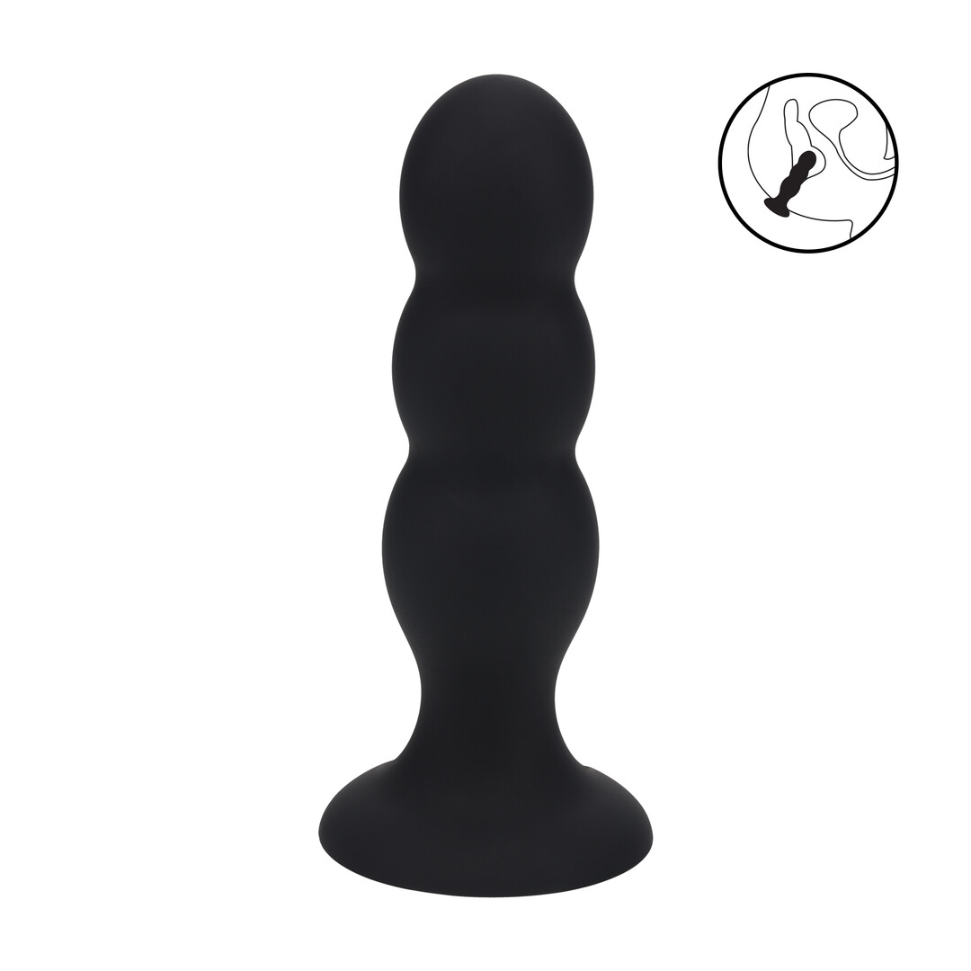 Levelz by shots Tri Rattle Liquid Silicone Anale Plug - L - Zwart (8714273065407)