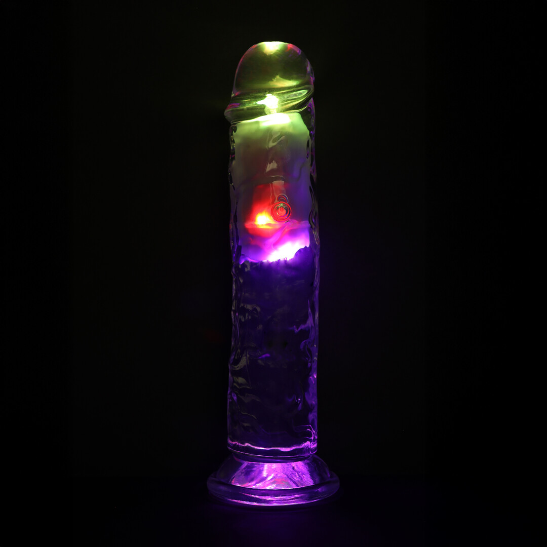 Realrock by shots LED Vibrating Straight Cock - 8 / 20 cm - Transparent (8714273059642)