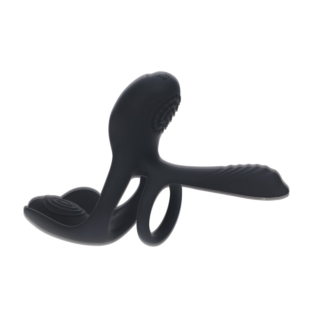 Levelz by shots Drievoudige Motor Vibrerende Siliconen Cockring - Zwart (8714273067715)