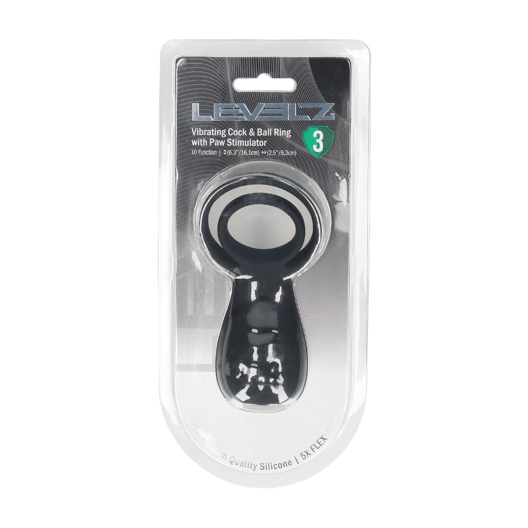 Levelz by shots Vibrerende Cock- en Ballring met Pootstimulator - Zwart (8714273067272)