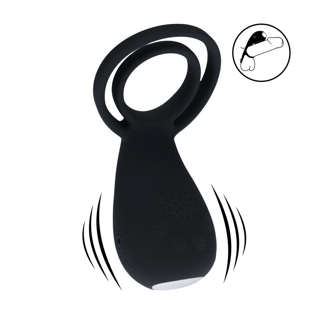 Levelz by shots Vibrerende Cock- en Ballring met Pootstimulator - Zwart (8714273067272)