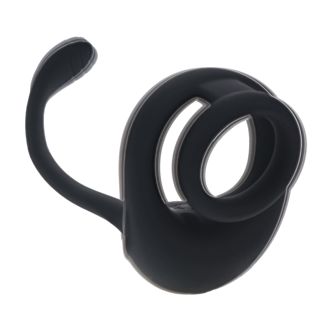 Levelz by shots Dubbele Motor Siliconen Cockring met Prostaat Stimulator - Zwart (8714273067852)