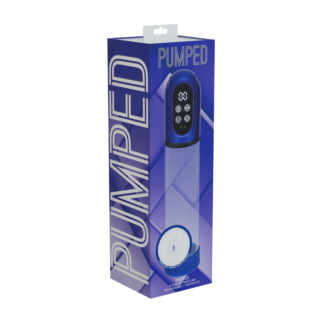 Pumped by shots Engage - Automatische Waterdichte Penis Pomp en Masturbator - Metallic Blauw (8714273059512)