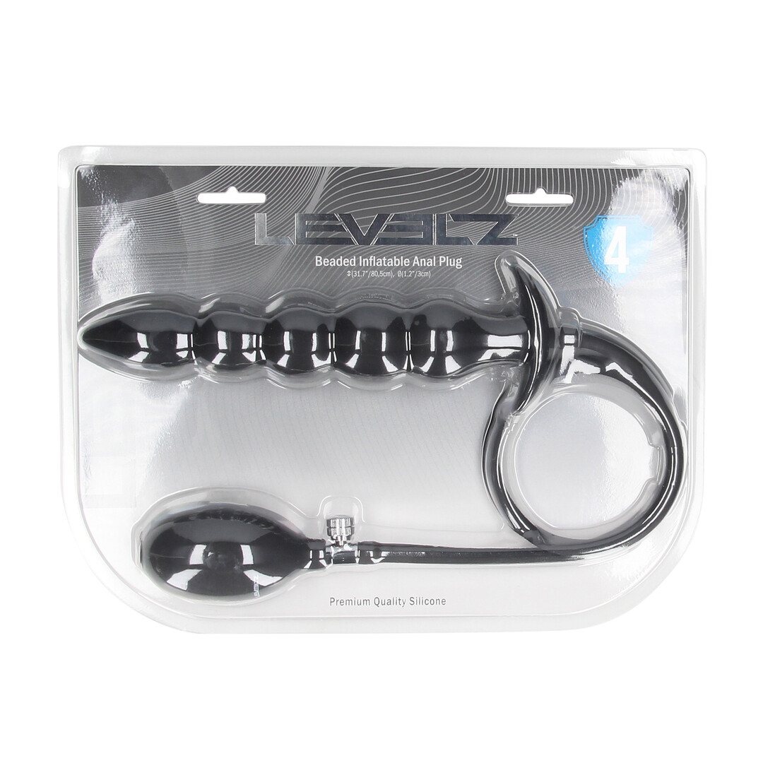 Levelz by shots Kralen Opblaasbare Siliconen Anale Plug - Zwart (8714273068354)