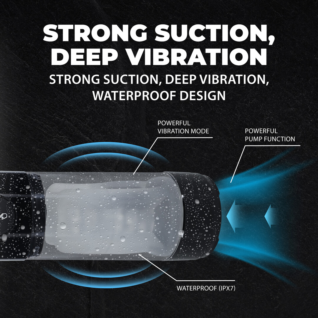Pumped by shots TechnoThrust - Automatische Waterdichte Masturbator Pomp - Zwart (8714273059567)