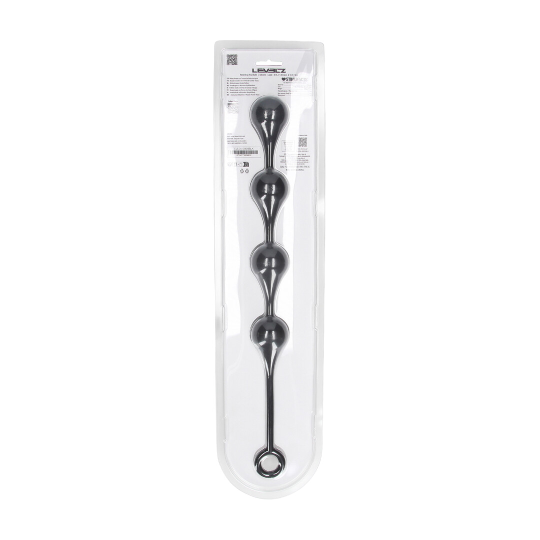 Levelz by shots Waterdrop Siliconen Anale Ballen - L - 40mm - Zwart (8714273069832)