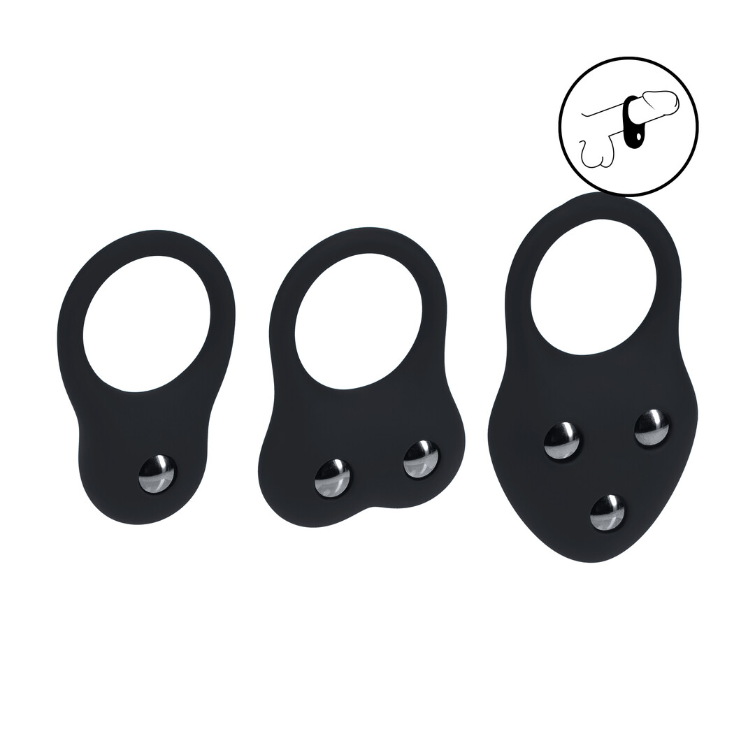 Levelz by shots Siliconen Trainings Cockring Set van 3 - S/M/L - Zwart (8714273063854)