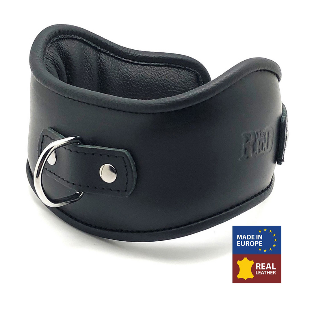 Red leather Leren Halsband - Zwart (3701019810570)