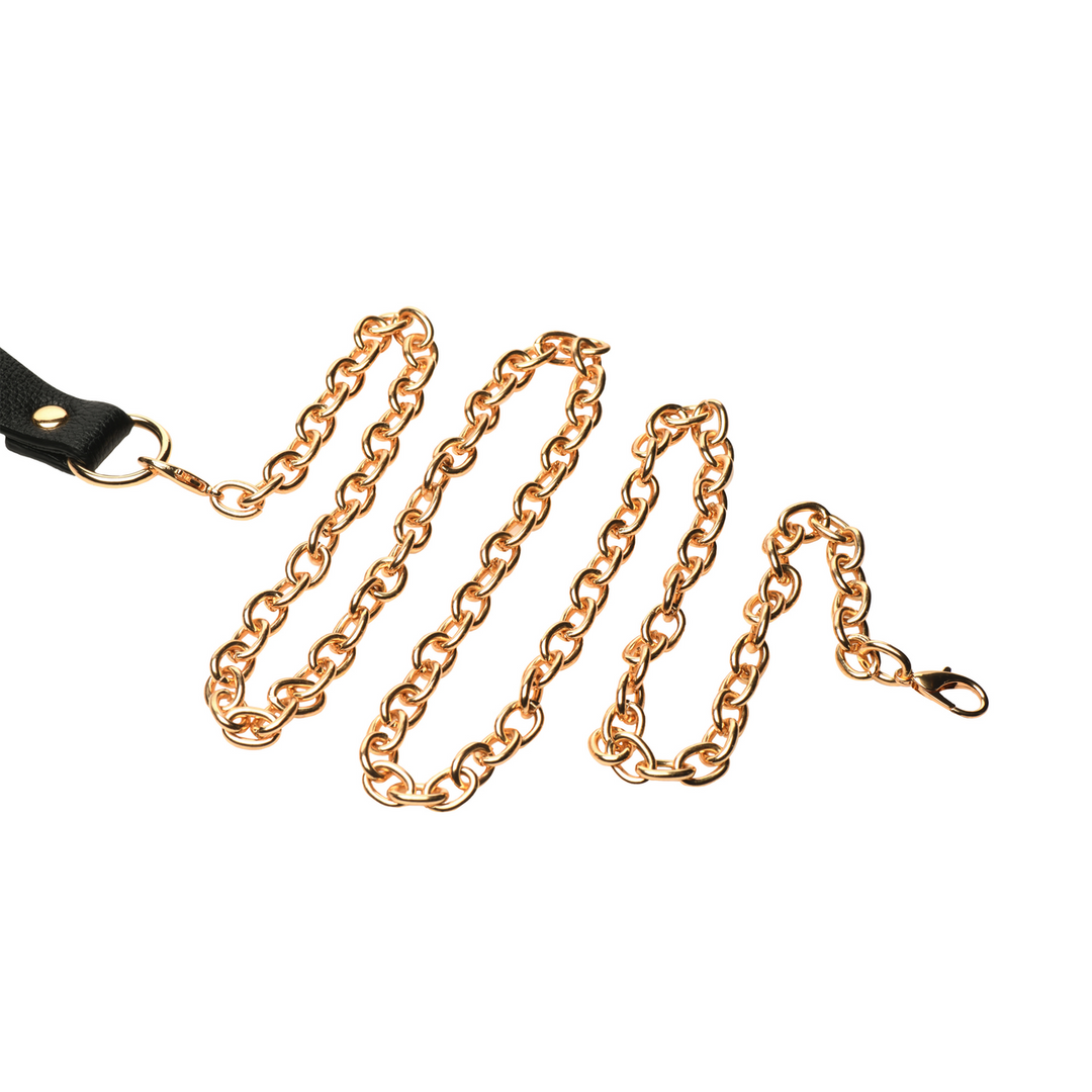Xr brands Captivate - Halsband met Lichaamsketting - Zwart/Goud (848518058553)