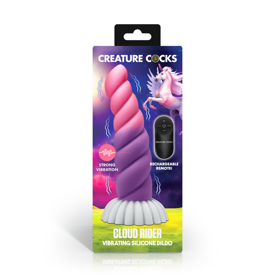 Xr brands Cloud Rider - Vibrerende Eenhoorn Siliconen Dildo - Paars/Roze (848518058331)