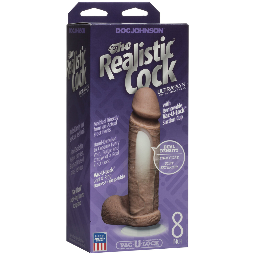 Doc johnson Realistische Cock met Ballen - Verwijderbare Vac-U-Lock Zuignap - ULTRASKYN - 8 / 21 cm - Karamel (782421014322)
