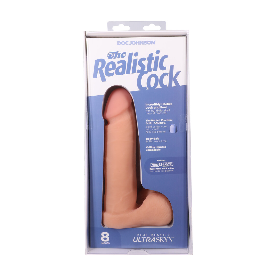 Doc johnson Realistische Cock met Ballen - Verwijderbare Vac-U-Lock Zuignap - ULTRASKYN - 8 / 21 cm - Vanille (782421005665)