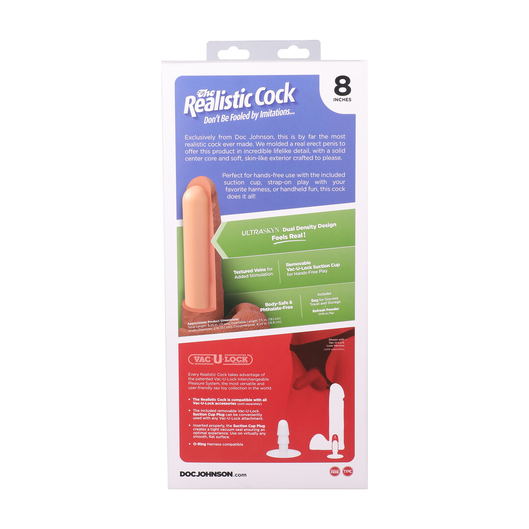 Doc johnson Realistische Cock met Ballen - Verwijderbare Vac-U-Lock Zuignap - ULTRASKYN - 8 / 21 cm - Vanille (782421005665)