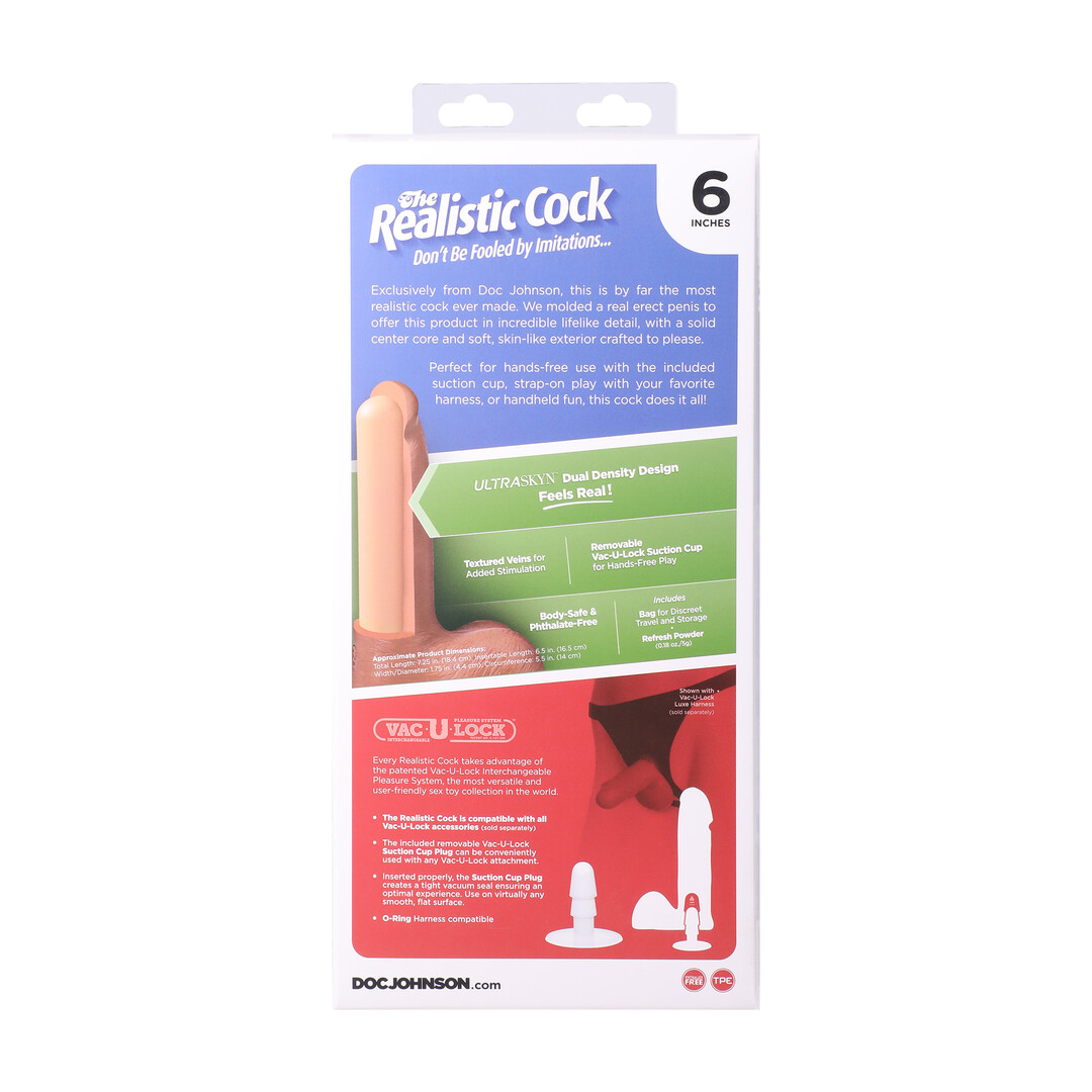 Doc johnson Realistische Cock met Ballen - Verwijderbare Vac-U-Lock Zuignap - ULTRASKYN - 6 / 16,5 cm - Karamel (782421014315)