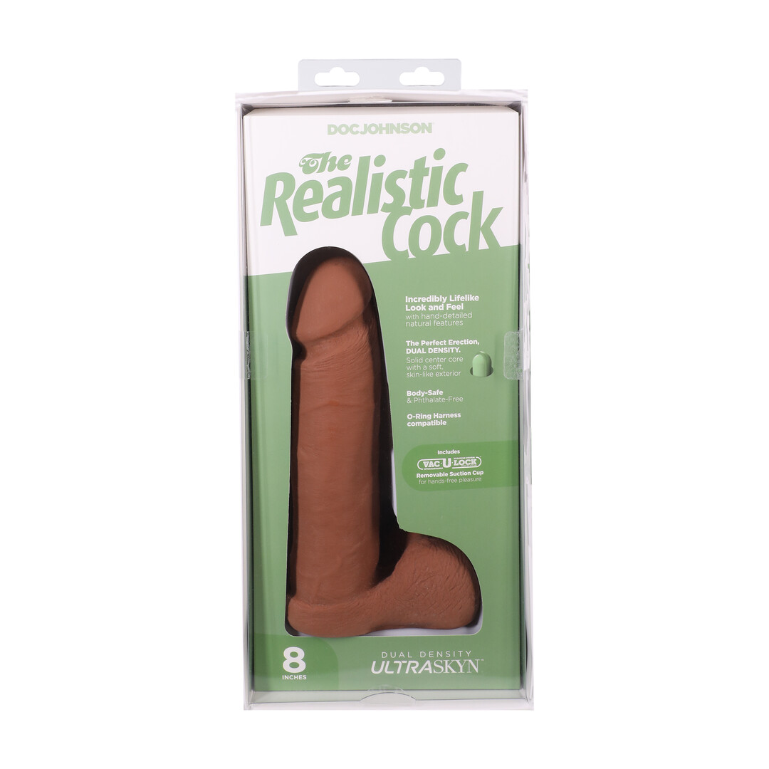 Doc johnson Realistische Cock met Ballen - Verwijderbare Vac-U-Lock Zuignap - ULTRASKYN - 8 / 21 cm - Karamel (782421014322)