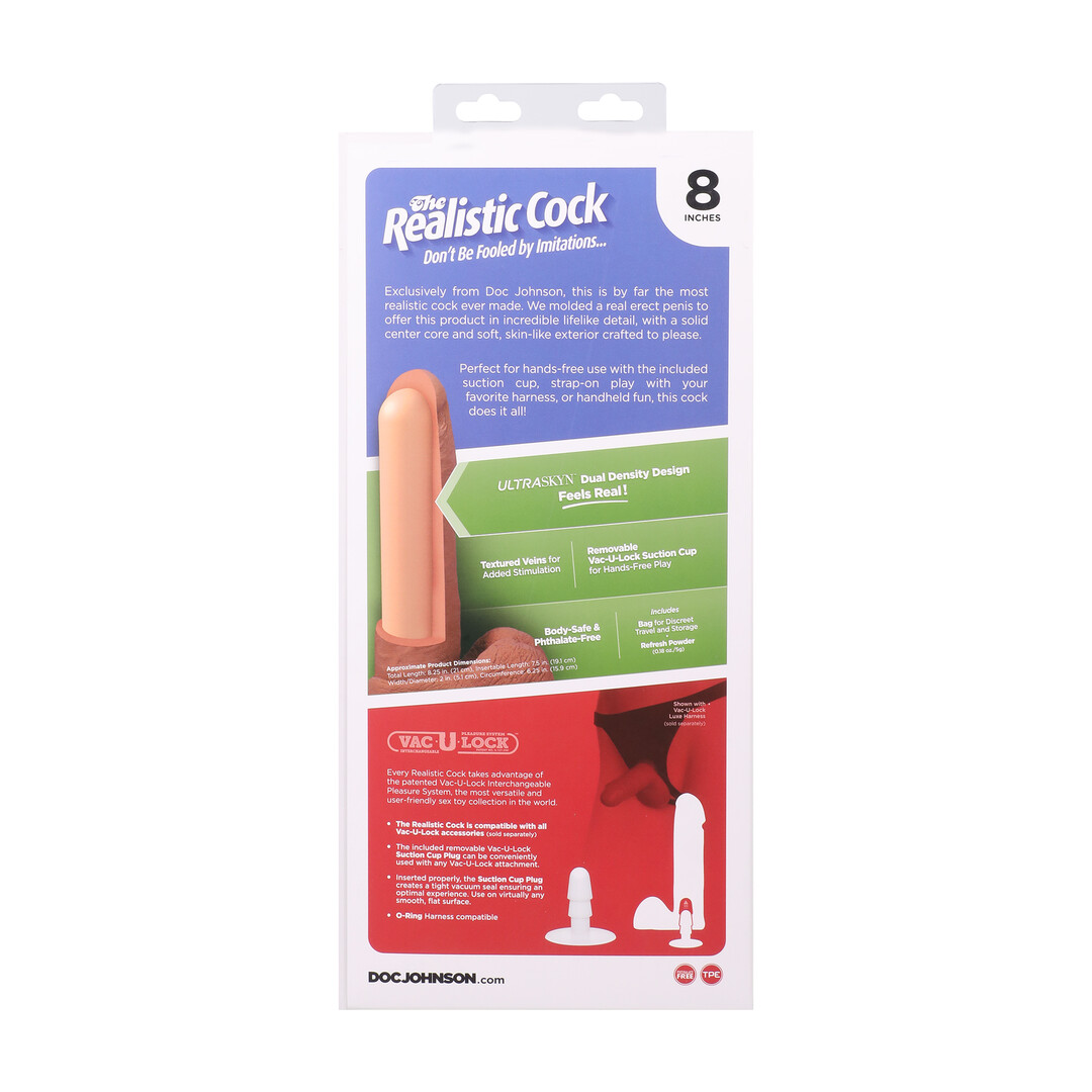 Doc johnson Realistische Cock met Ballen - Verwijderbare Vac-U-Lock Zuignap - ULTRASKYN - 8 / 21 cm - Karamel (782421014322)