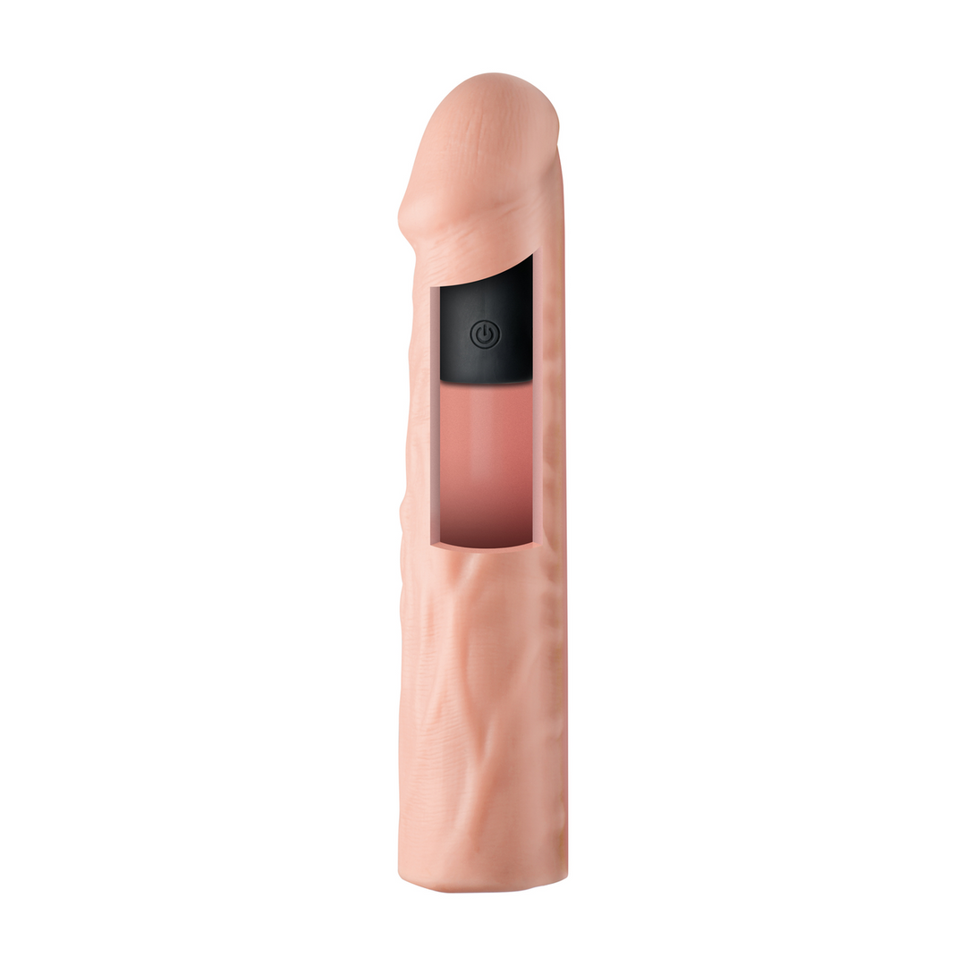 Curve toys Verlengstukken - Vibrerende Realistische Penisverlenging met Afstandsbediening - Licht (653078945133)