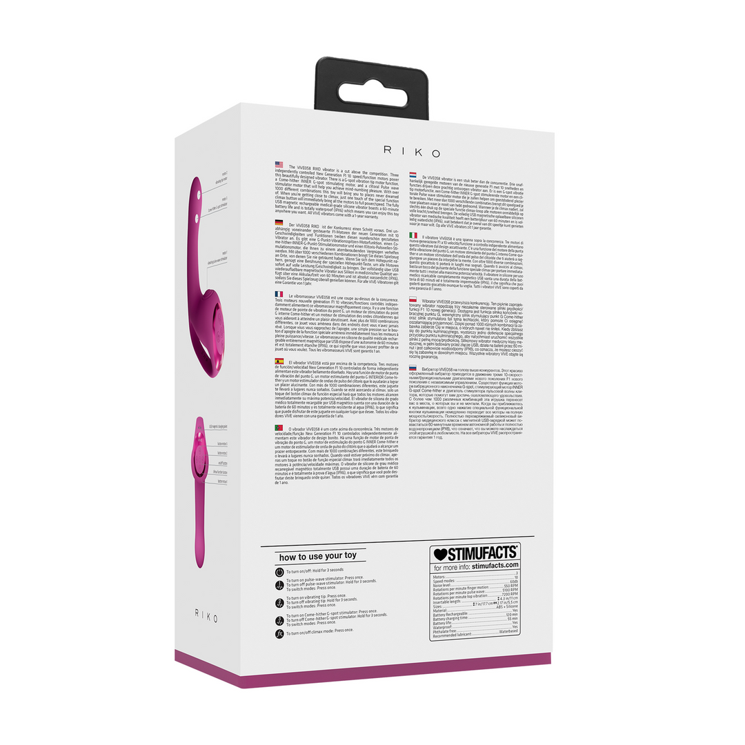 Vive by shots Riko - Triple Motor Thumper met Geavanceerde Vingerbeweging Puls Golf Stimulator - Roze (8714273051868)