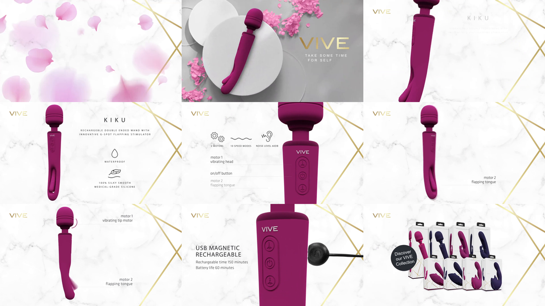Vive by shots Kiku - Dubbelzijdige Wand met Innovatieve G-Spot Flapper Stimulator - Roze (8714273051820)