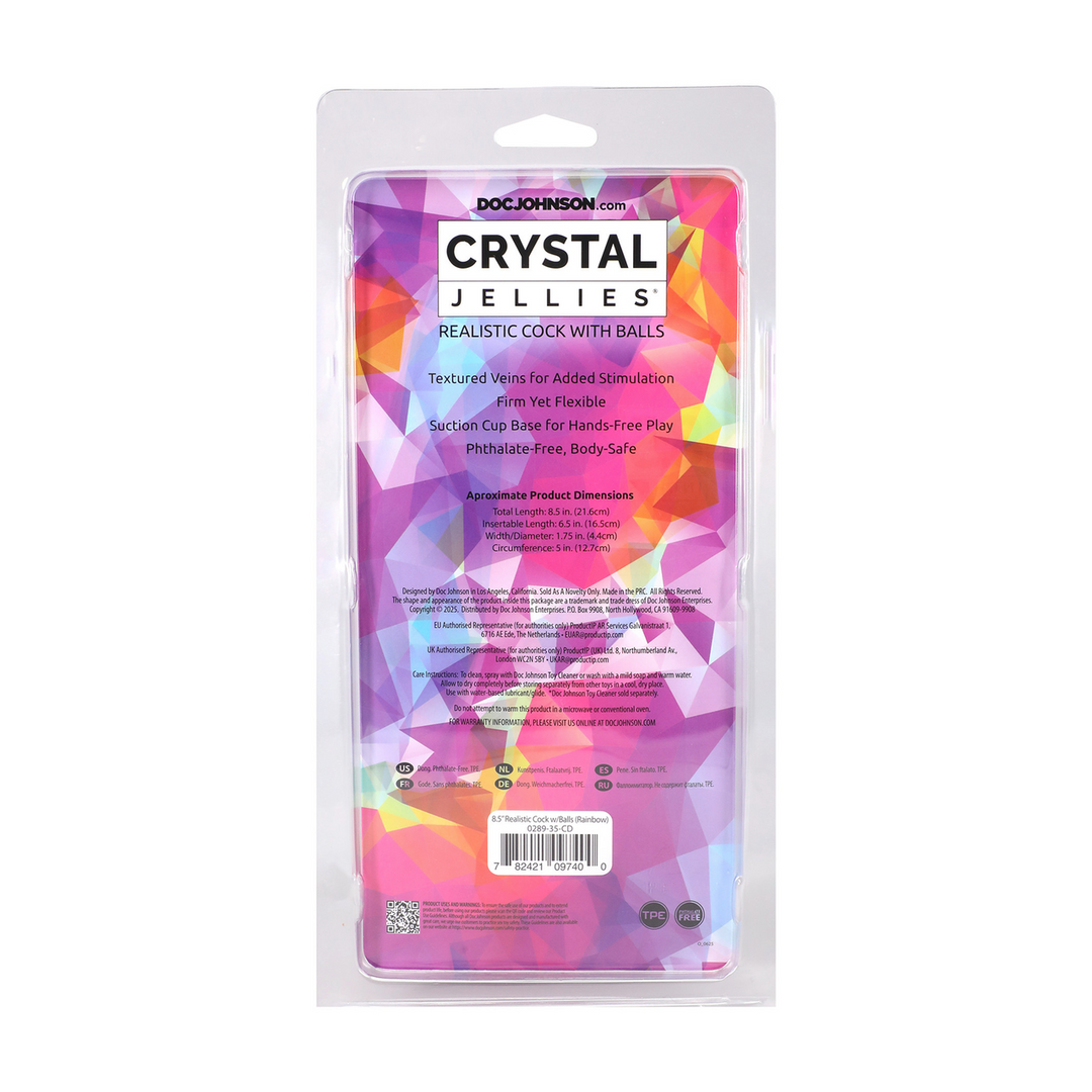 Doc johnson Realistische Cock met Ballen - 8,5 / 21,6 cm - Regenboog (782421097400)