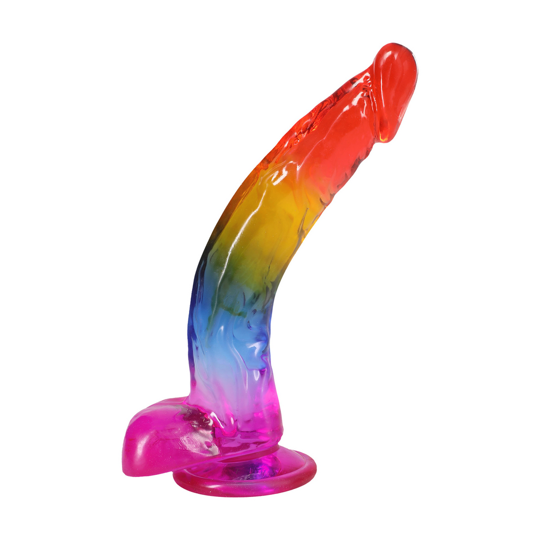 Doc johnson Realistische Cock met Ballen - 9,5 / 24,1 cm - Regenboog (782421100186)