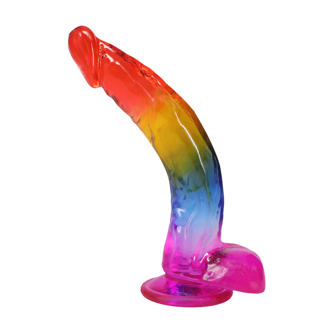 Doc johnson Realistische Cock met Ballen - 9,5 / 24,1 cm - Regenboog (782421100186)