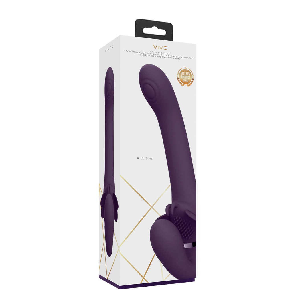 Vive by shots Satu - Pulse-Wave en Vibrerende Strapless Strapon - Paars (7423522538531)
