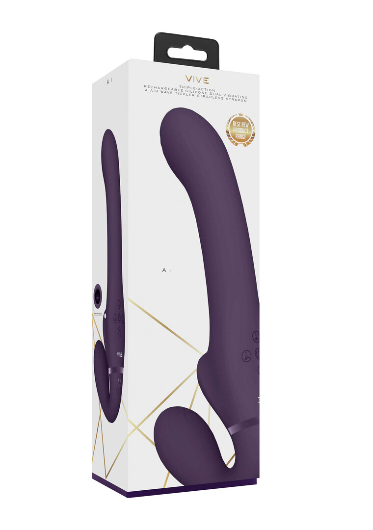 Vive by shots Ai - Dual Vibrerende Air Wave Tickler Strapless Strapon (8714273537591)
