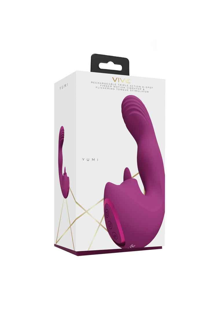 Vive by shots Yumi - Triple Motor G-Spot Vinger Beweging Vibrator en Flickering Tongue Stimulator - Roze (8714273051882)