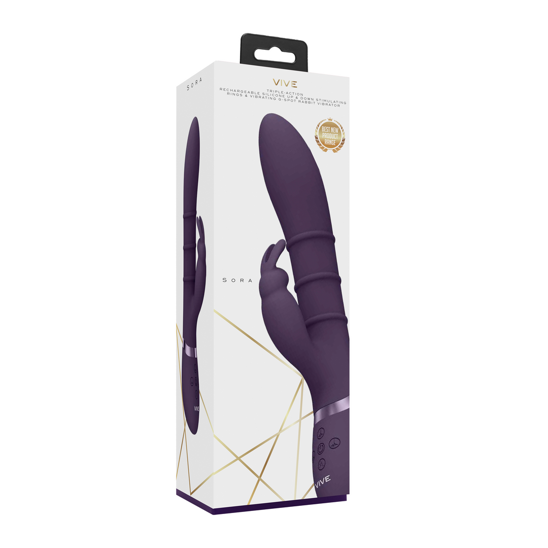Vive by shots Sora - Up Down Stimulerende Ringen, Vibrerende G-Spot Rabbit - Paars (8714273493286)