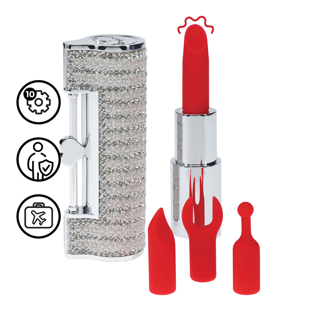 Loveline by shots Angel - Lipstick Vibrator with 4 Attachments - Clear (8714273069955)