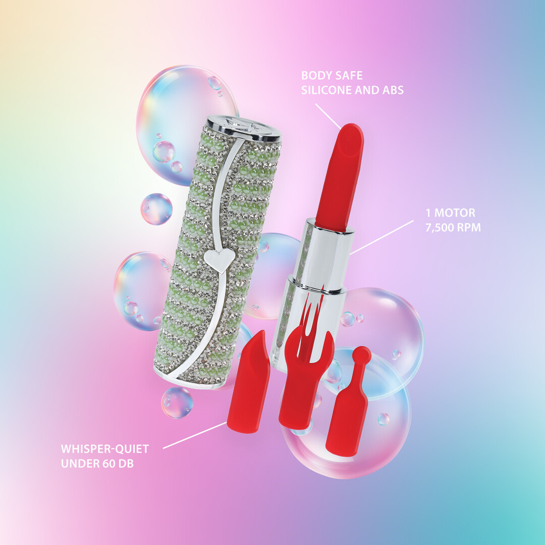 Loveline by shots Candy - Lipstick Vibrator with 4 Attachments - Green (8714273069993)
