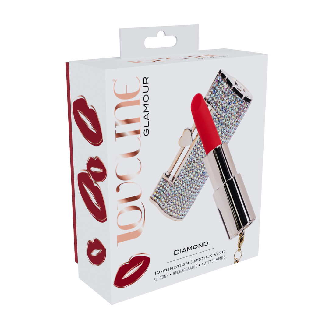 Loveline by shots Diamond - Lipstick Vibrator with 4 Attachments - Iridescent (8714273070029)