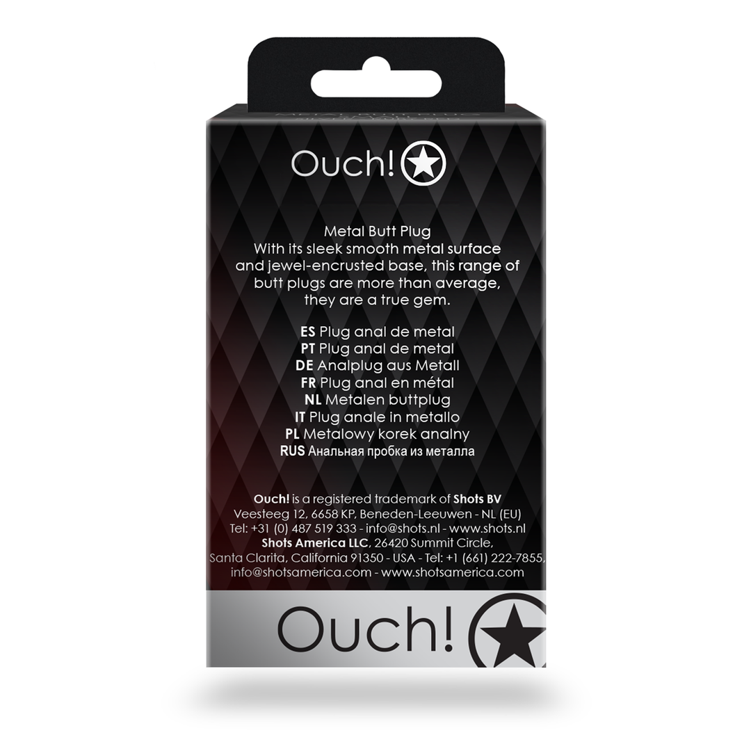 Ouch! by shots Ronde Gem Butt Plug - Klein - Zilver/Ruby Rood (8714273533593)