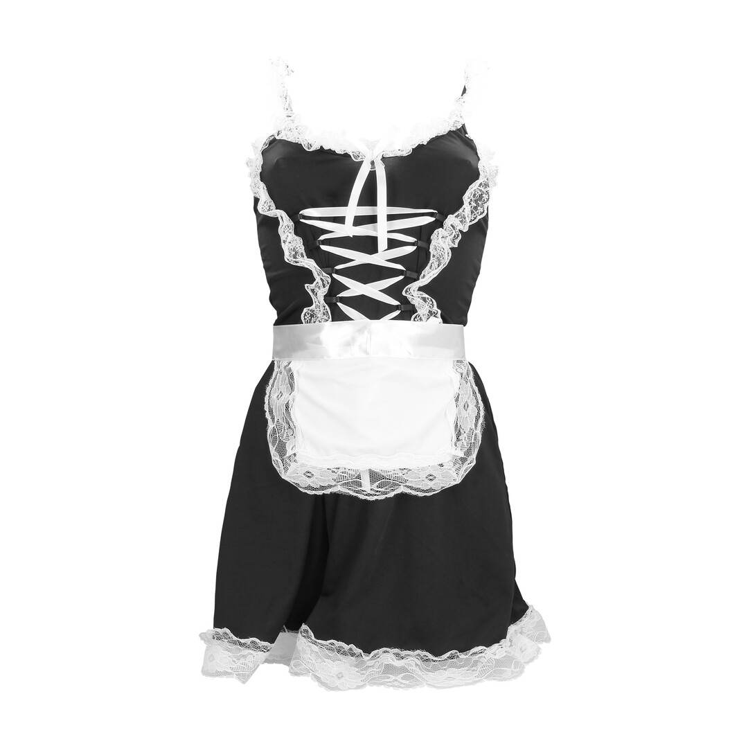 S-line by shots Frans Maids Kostuum - S/M - Zwart (8714273038968)