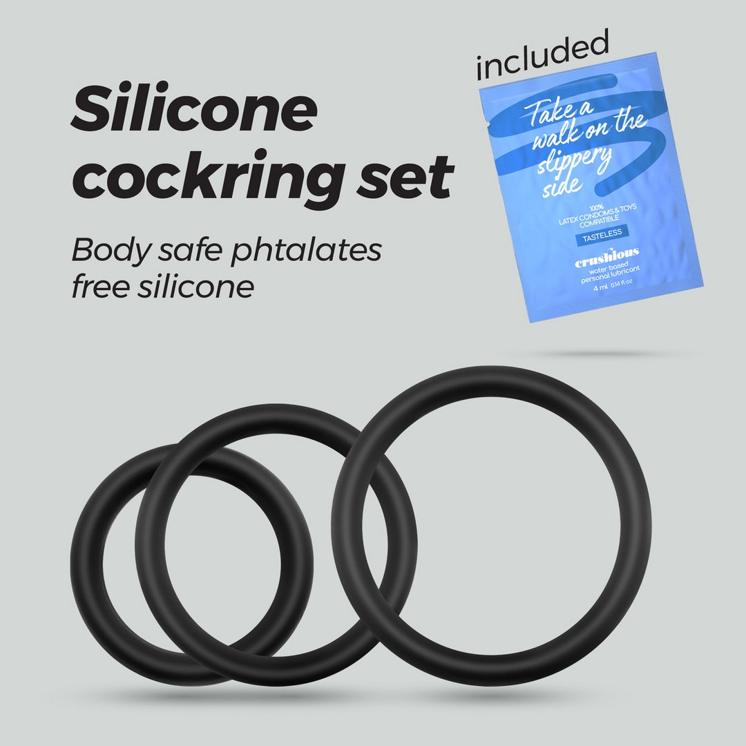 Crushious Bandoleros - Siliconen Cockring Set - Zwart (7403254150300)