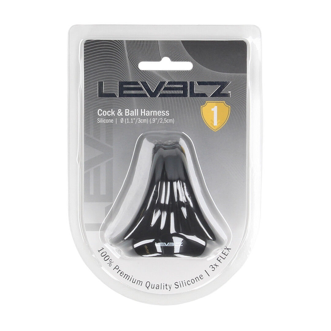 Levelz by shots Siliconen Cock- en Ballenharnas - Zwart (8714273063649)