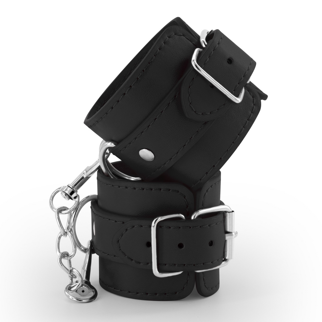 Crushious Bondage Love - Leren Handboeien - Zwart (799632355038)