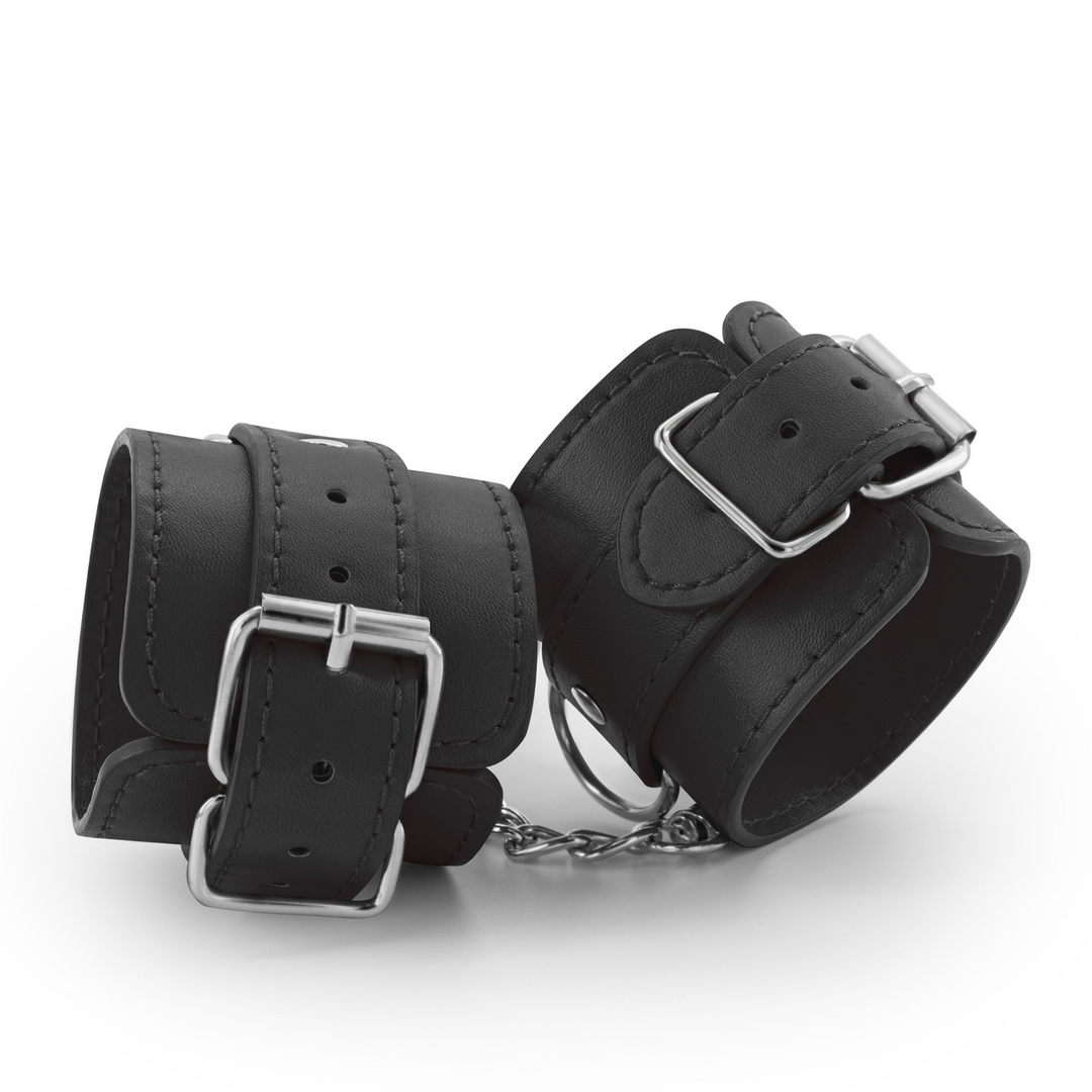 Crushious Bondage Love - Leren Handboeien - Zwart (799632355038)