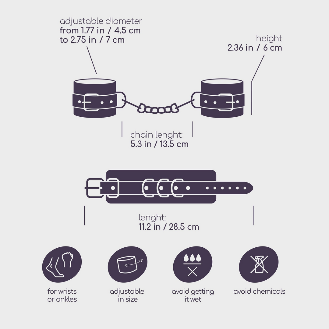 Crushious Bondage Love - Leren Handboeien - Zwart (799632355038)