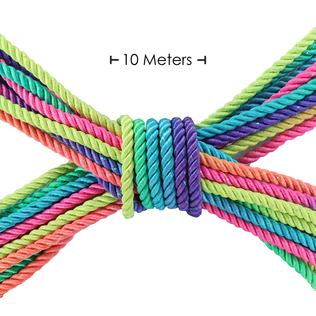 Ouch! by shots Polyester Bondage Touw - 10 m - Multicolor Helder (8714273059406)