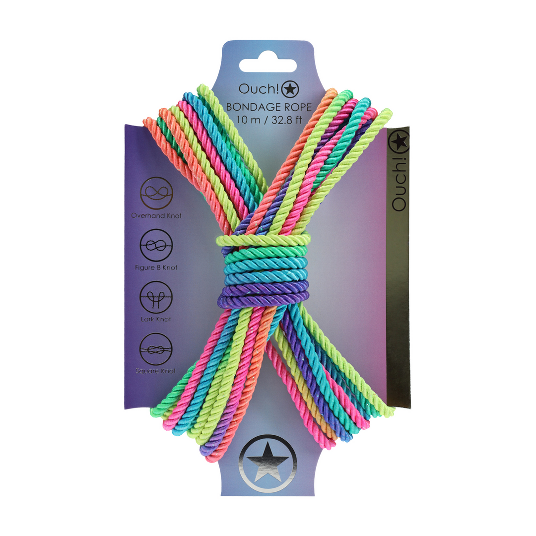 Ouch! by shots Polyester Bondage Touw - 10 m - Multicolor Helder (8714273059406)
