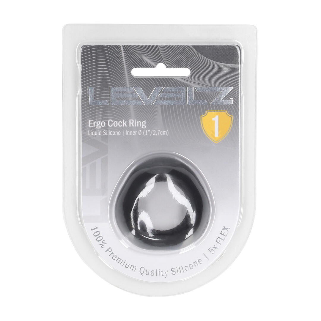 Levelz by shots Ergo Liquid Silicone Cockring - Zwart (8714273062147)