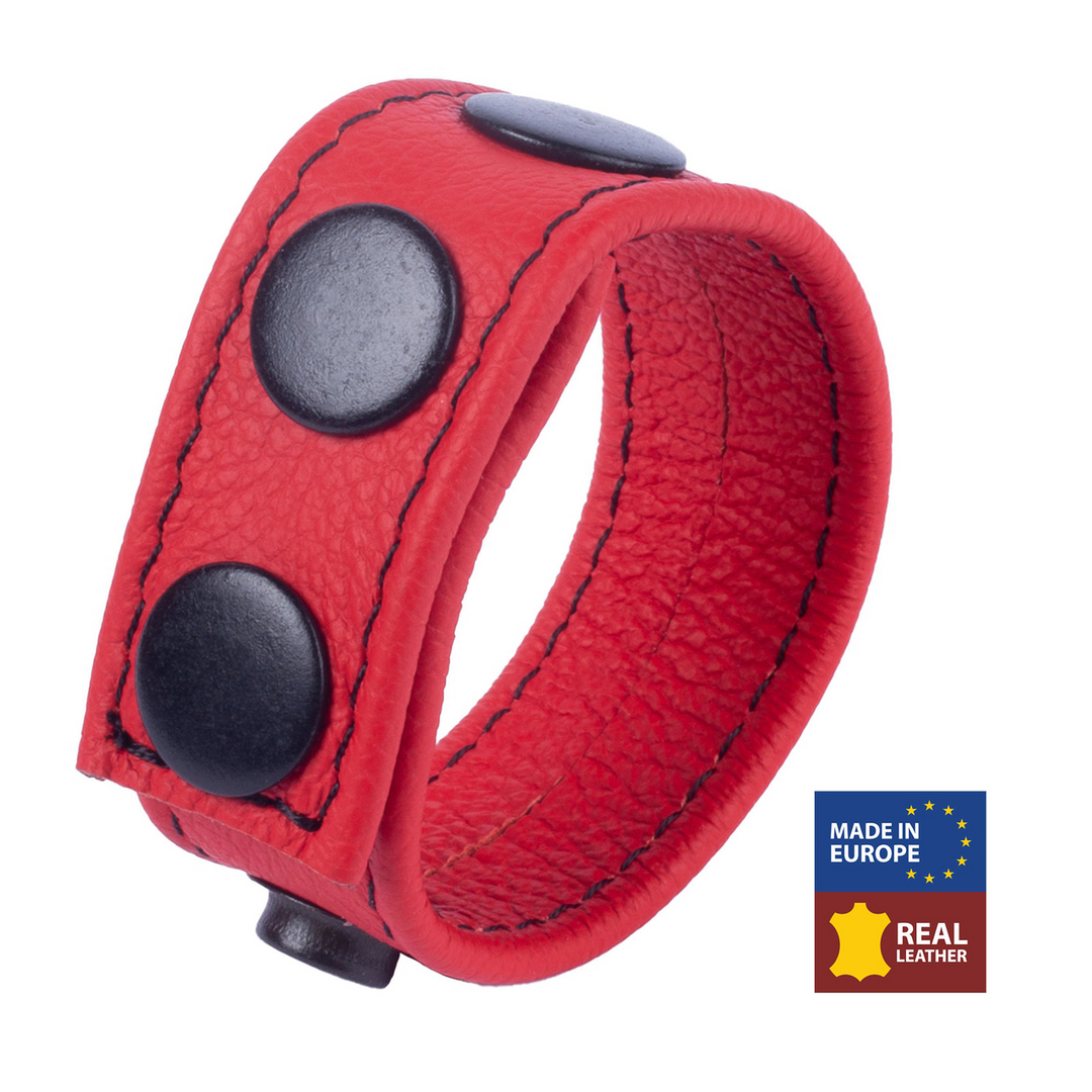 Red leather Cocky - Verstelbare Leren Cockring - Rood (3662811297139)