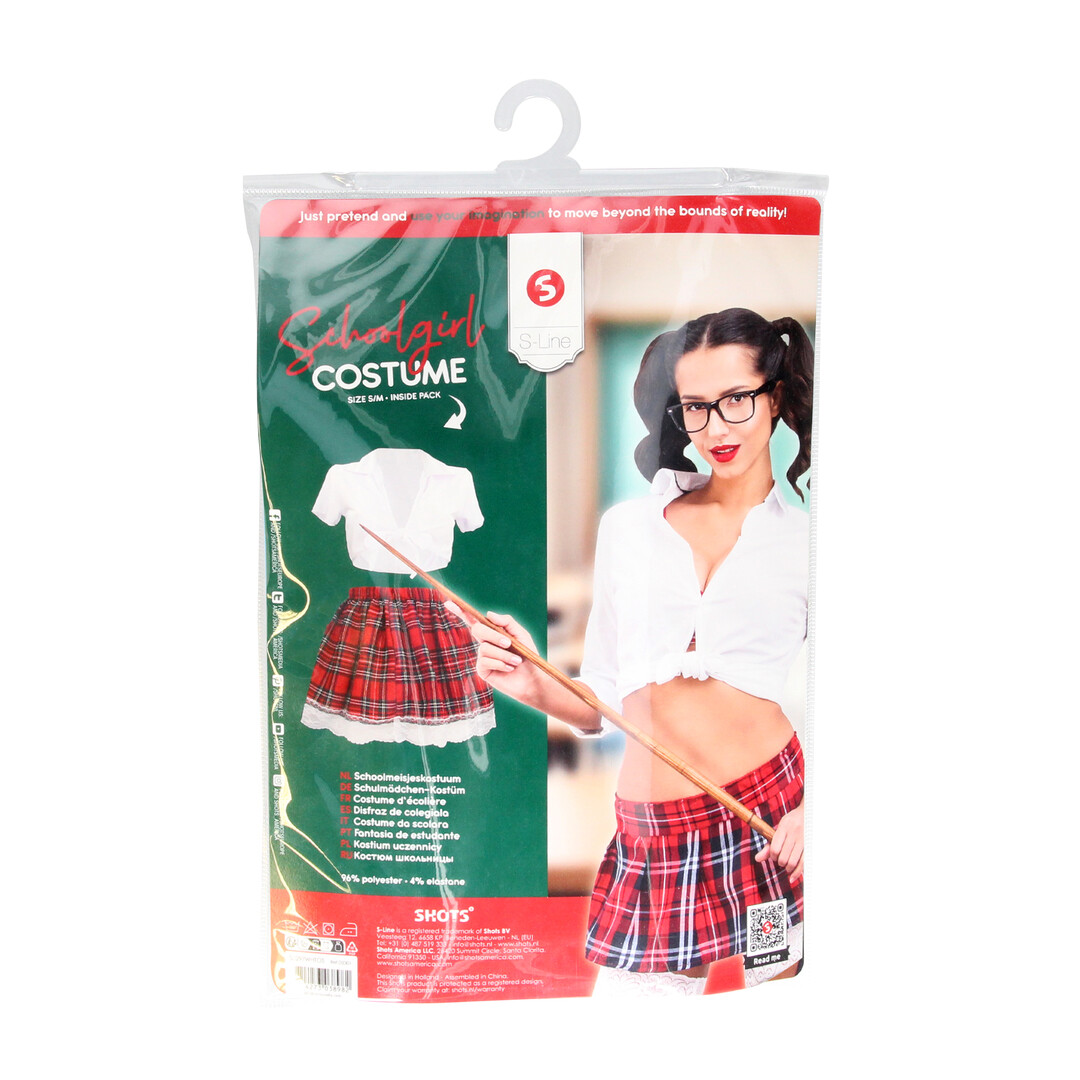 S-line by shots Schoolgirl Kostuum - S/M - Wit (8714273038982)